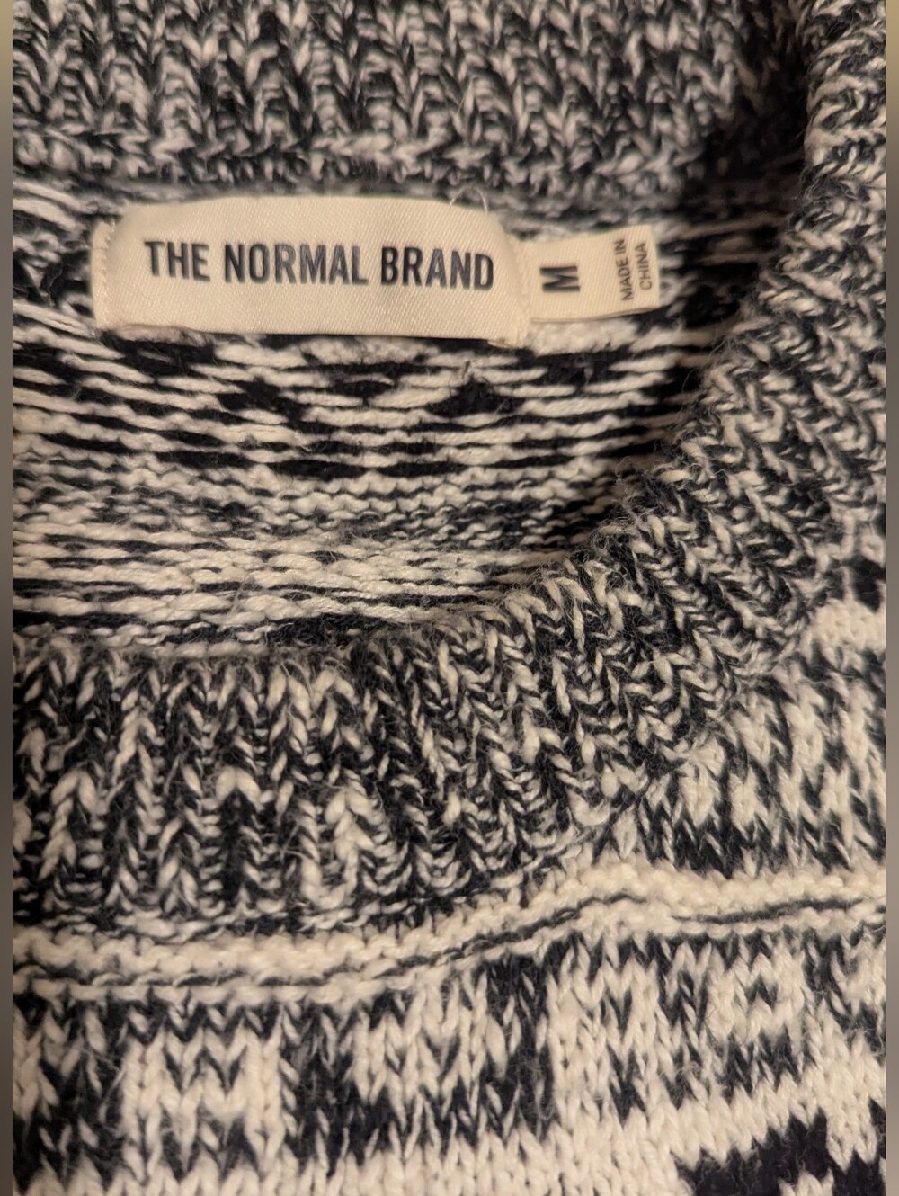 The Normal Brand women's Black and White Fair Isle Crewneck Sweater - Picture 6 of 7